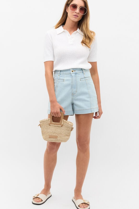 Textured Polo Knit  Whisper White Textured Polo Knit  Whisper White  hi-res