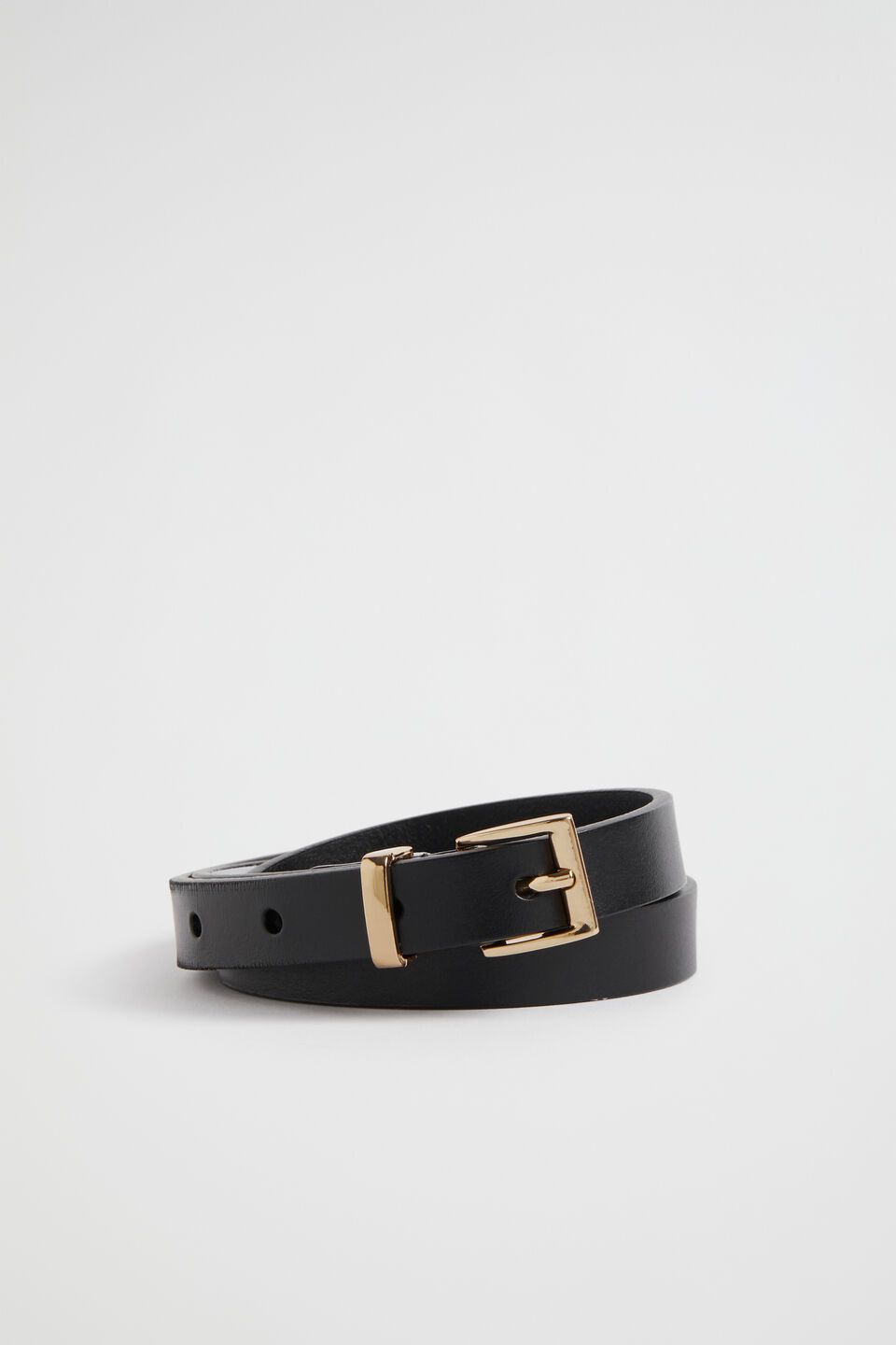 Celeste Narrow Leather Belt  Black
