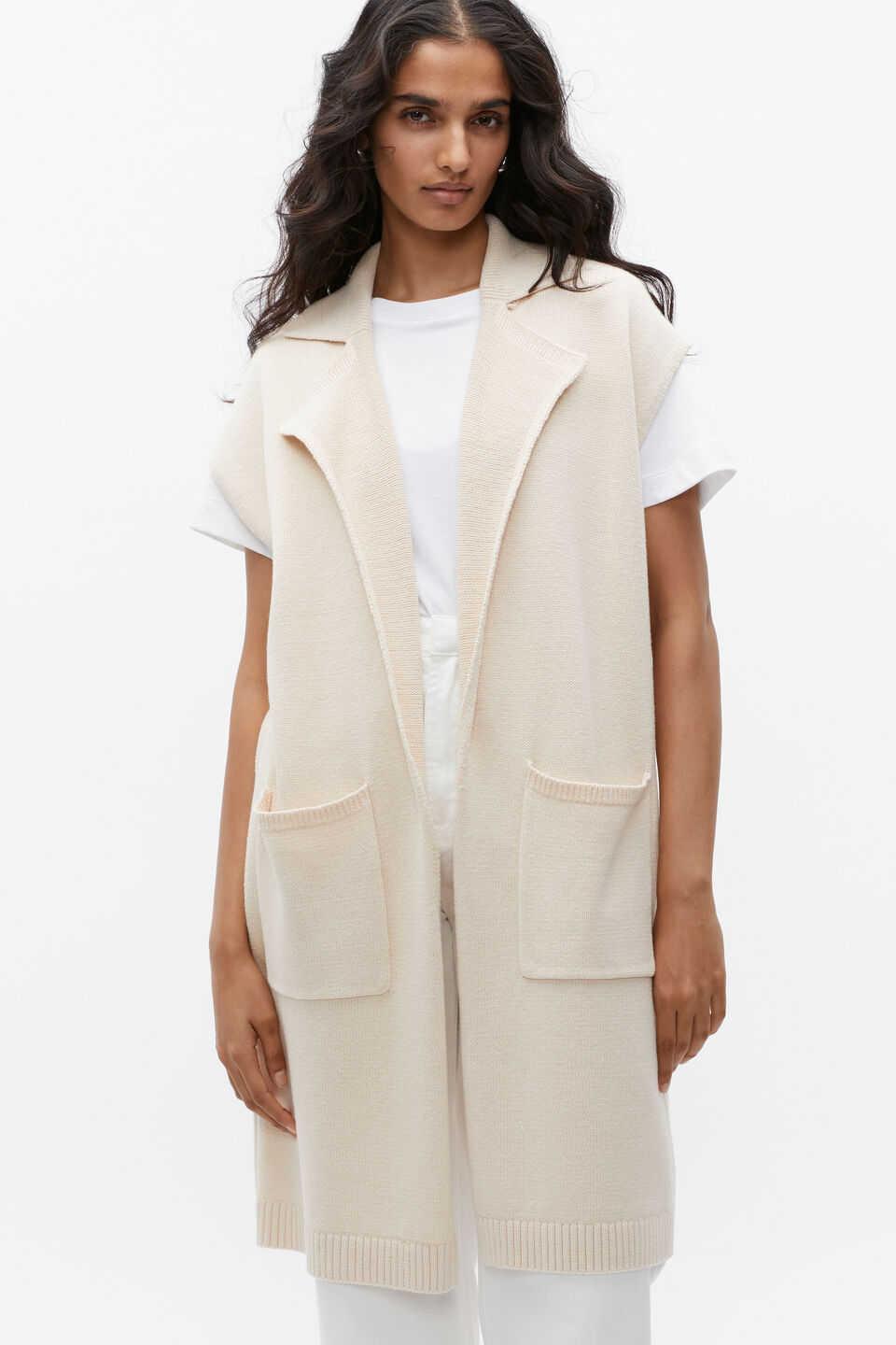 Collar Detail Knit Gilet  Vanilla Cream