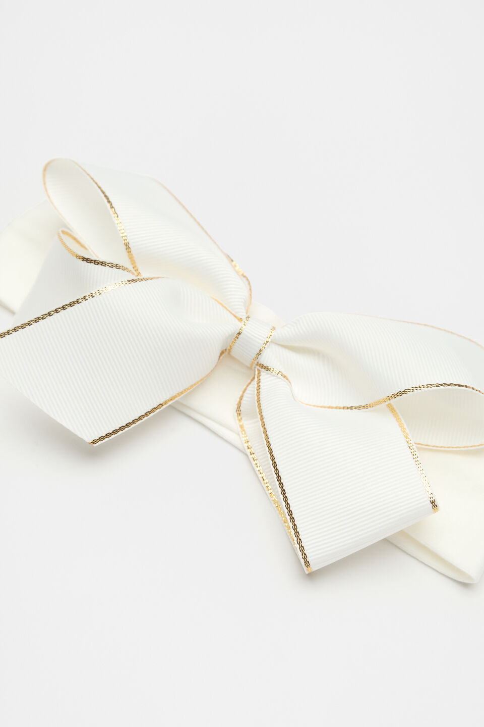 Gold Trim Bow Head Band  White