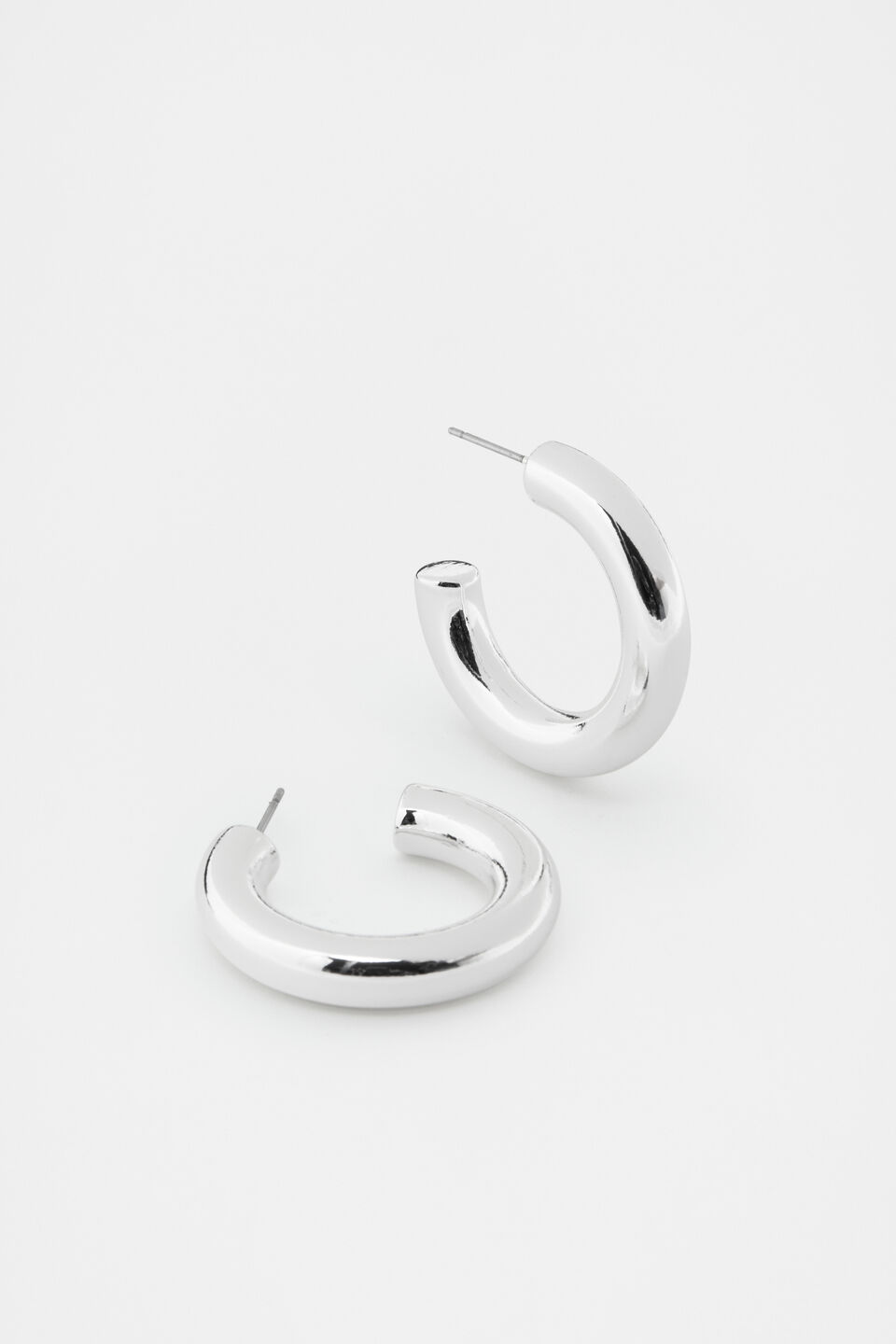 Mid Solid Hoops  Silver