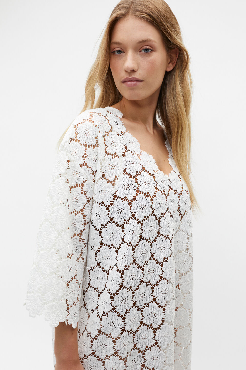 Lace Beach Cover Up  White