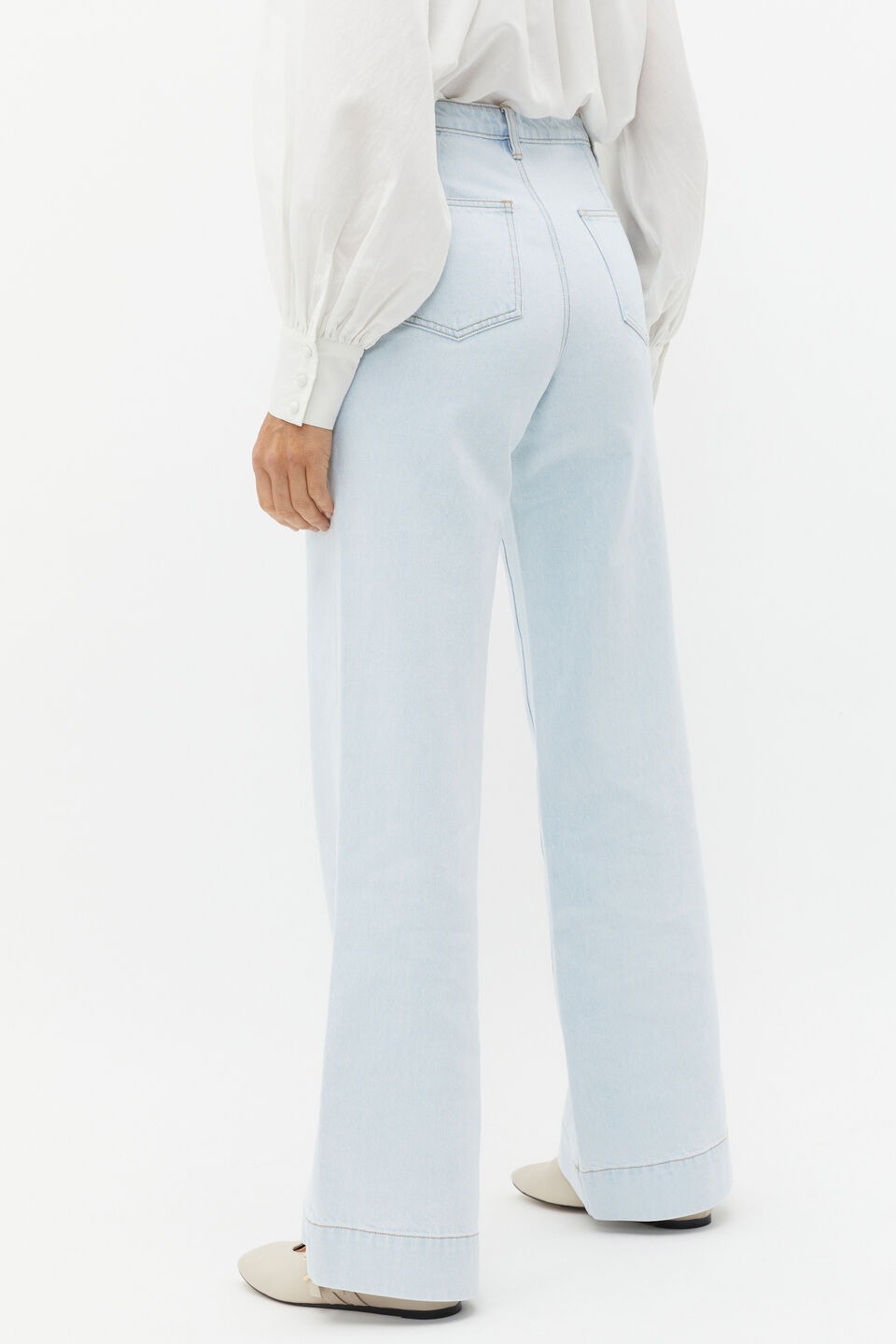 Denim Wide Leg Rigid Jean  Stone Blue Wash