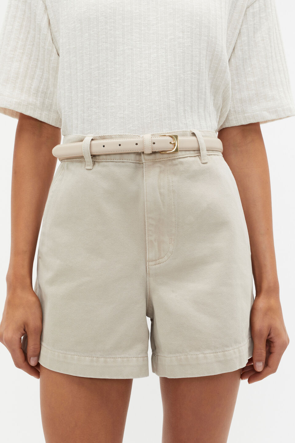 Kinsley Rounded Buckle Belt  Oat