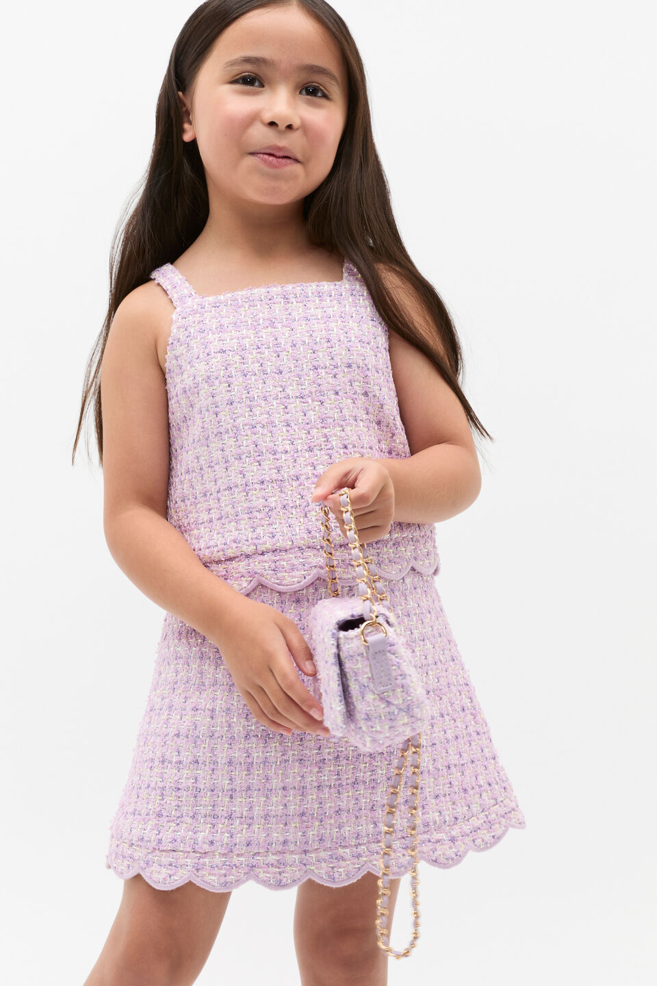 Scallop Tweed Cami  Soft Lilac