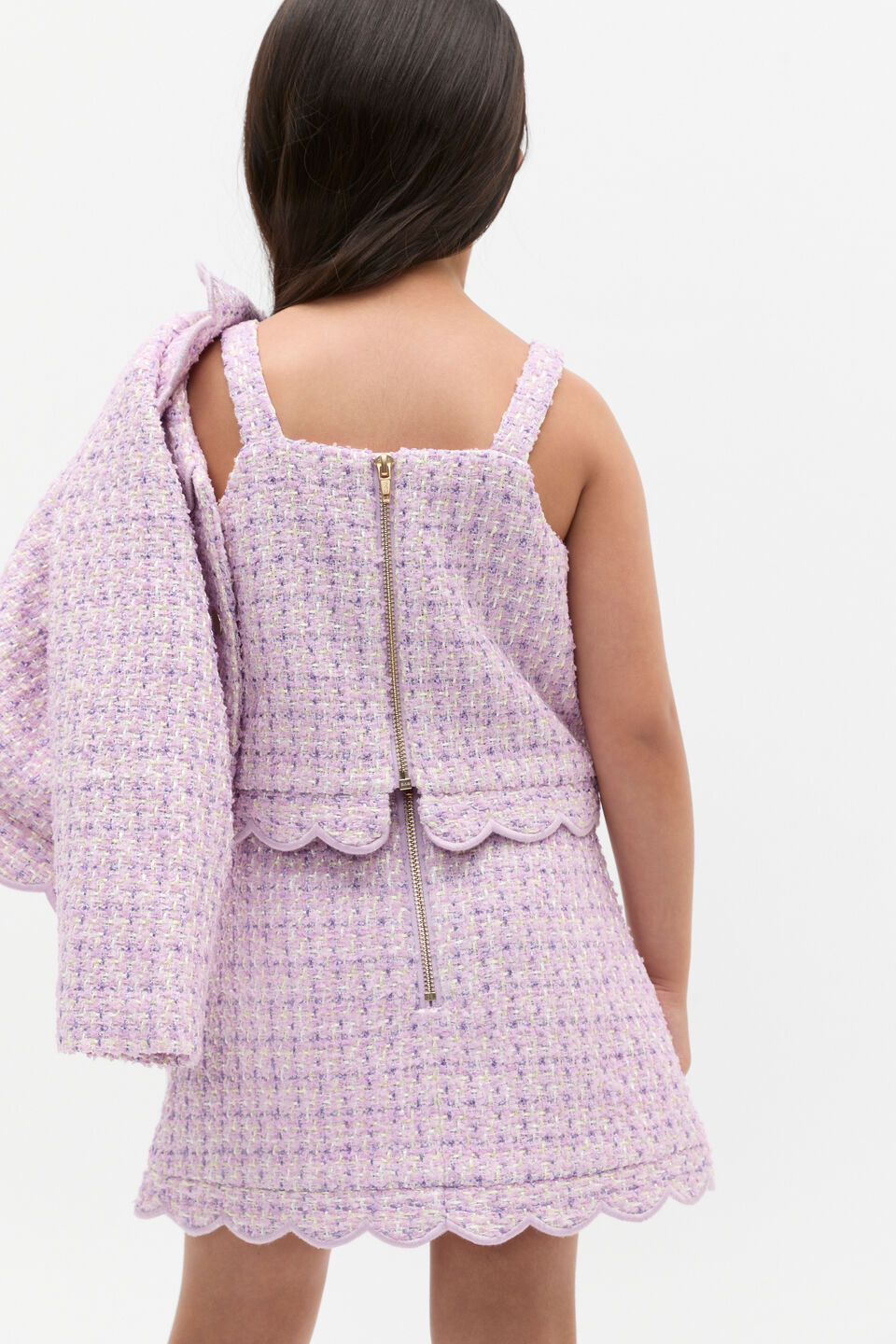 Scallop Tweed Cami  Soft Lilac