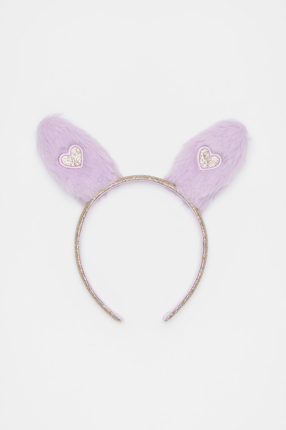 Fur Heart Bunny Headband  Soft Lilac