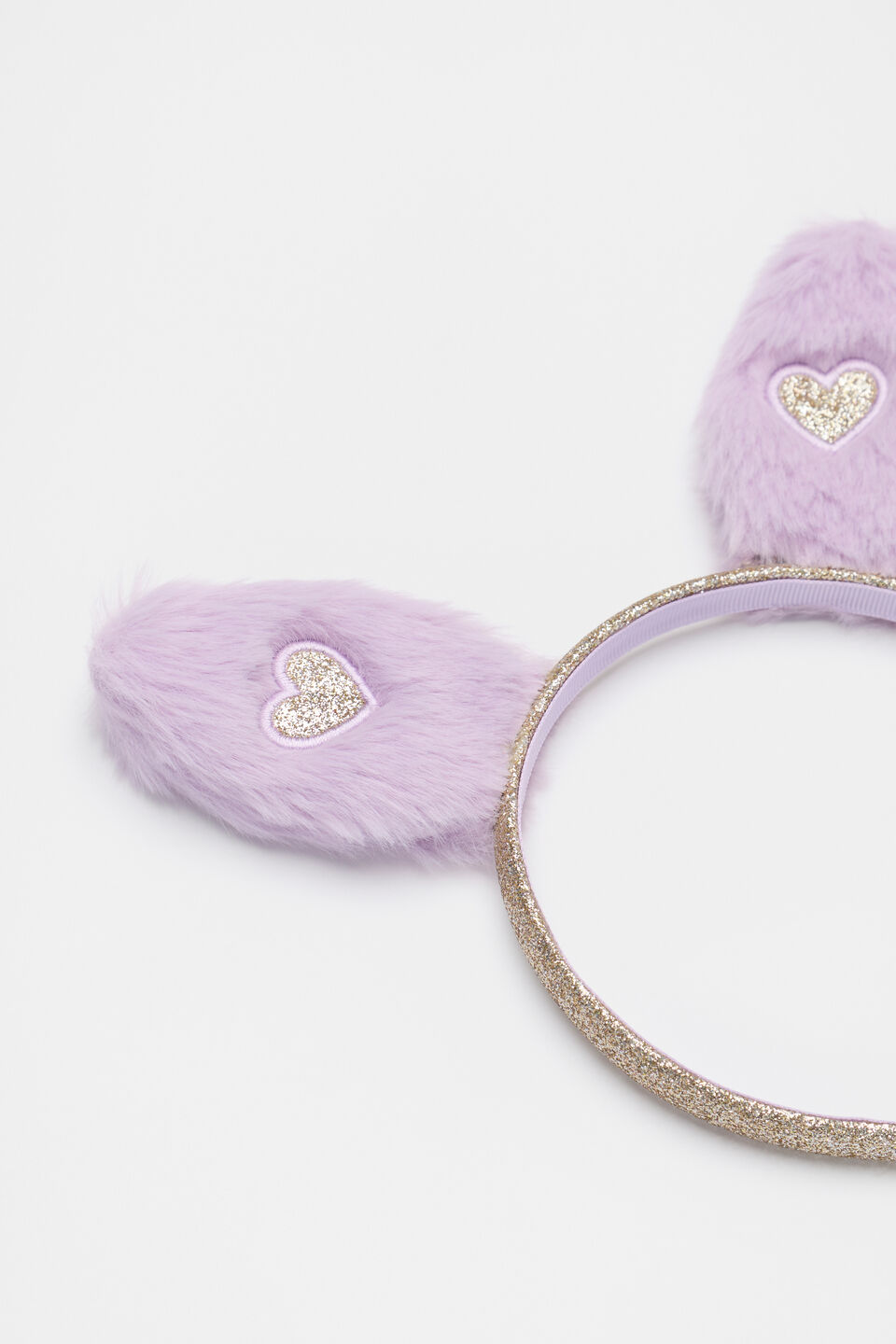 Fur Heart Bunny Headband  Soft Lilac