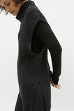 Collar Knit Poncho  Black  hi-res