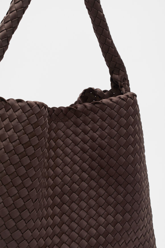 Woven Textured Tote  Dark Espresso  hi-res