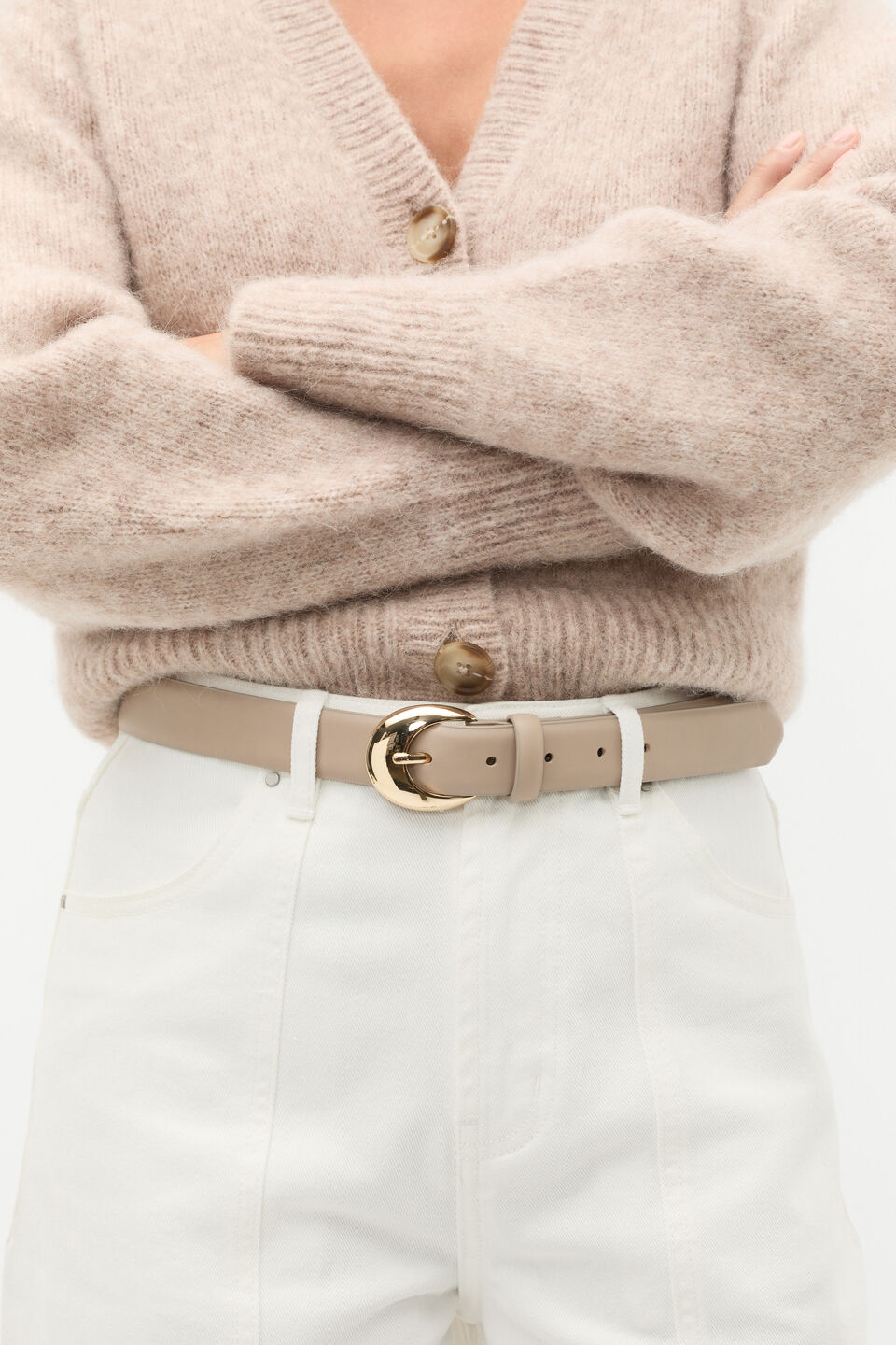 Dove Circle Buckle Belt  Cookie