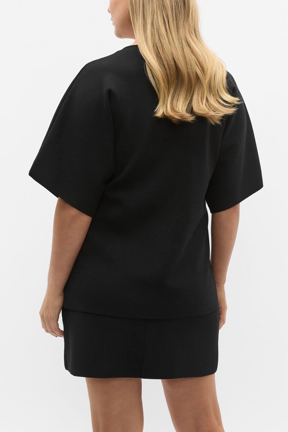 Crepe Knit Batwing Cardigan  Black