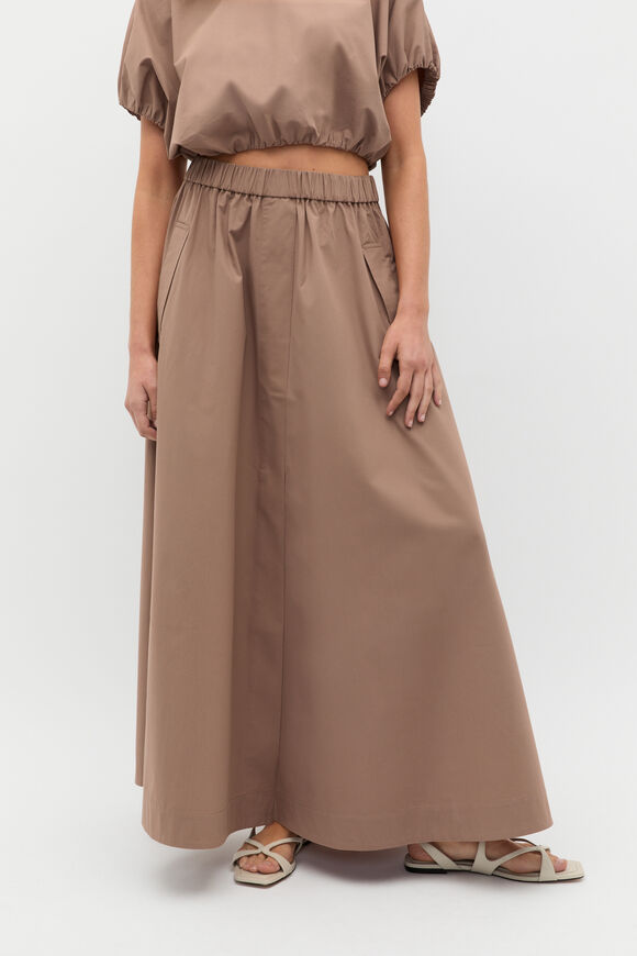 Poplin Voluminous Skirt  Nutmeg  hi-res