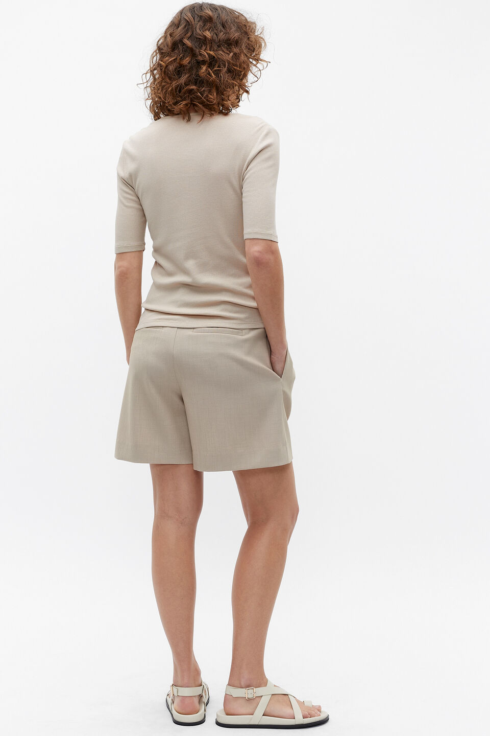 V Neck Half Sleeve Tee  Cool Sand