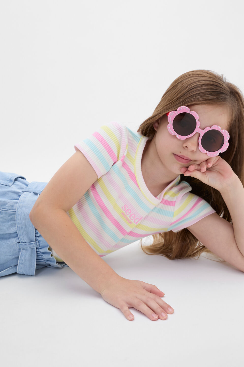 Child Flower Colourblock Sunglasses  Candy Pink