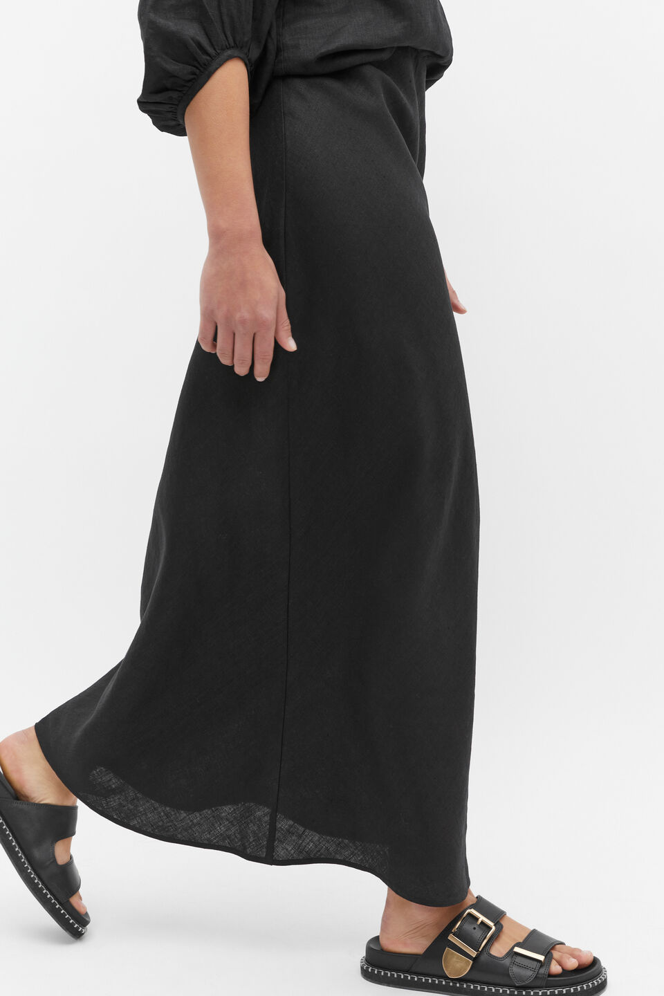 Core Linen Skirt  Black