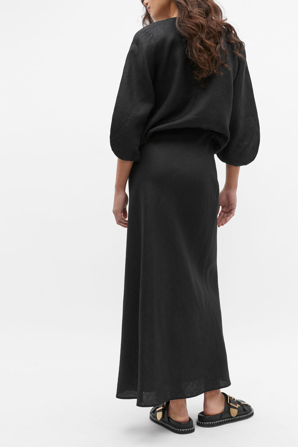 Core Linen Skirt  Black