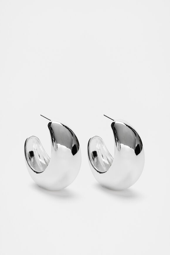 Wide Puff Hoop  Silver  hi-res