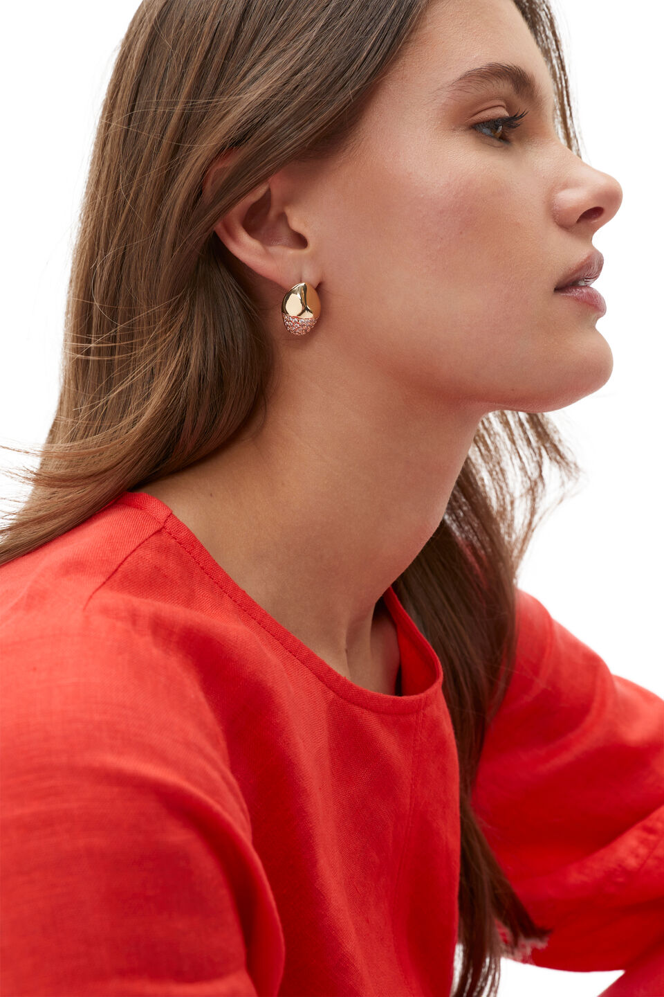 Pave Organic Studs  Gold