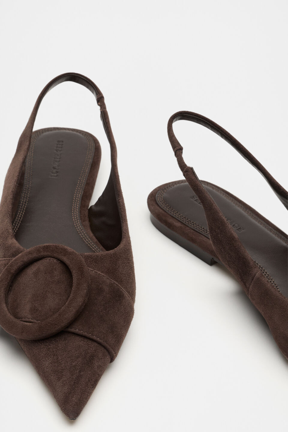 Ren Circle Buckle Slingback  Dark Espresso Suede