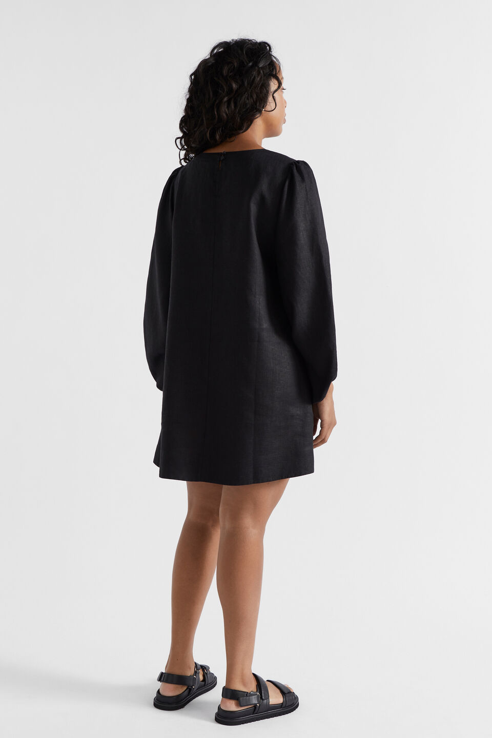 Core Linen Mini Dress  Black