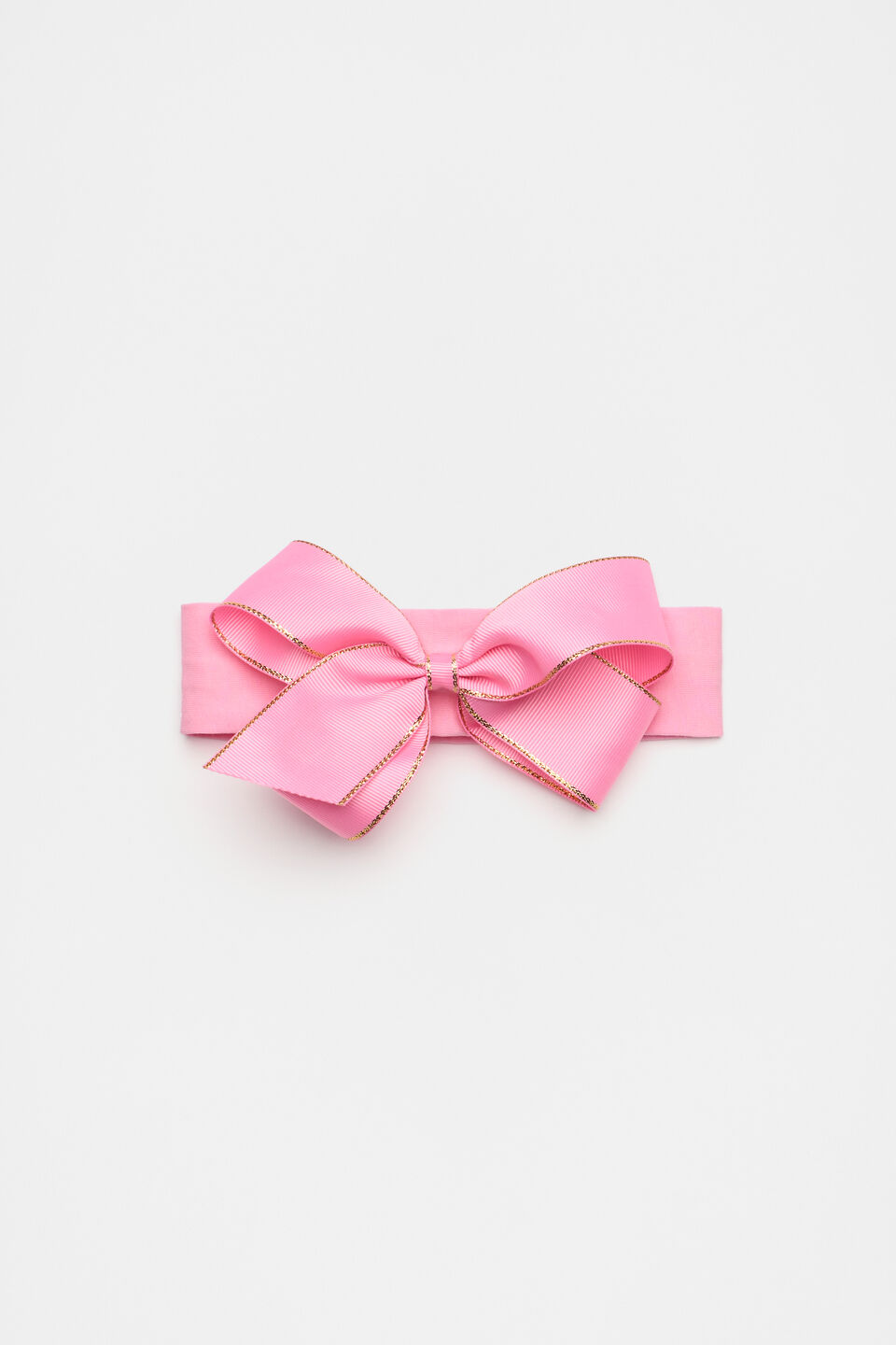 Gold Trim Bow Head Band  Candy Pink