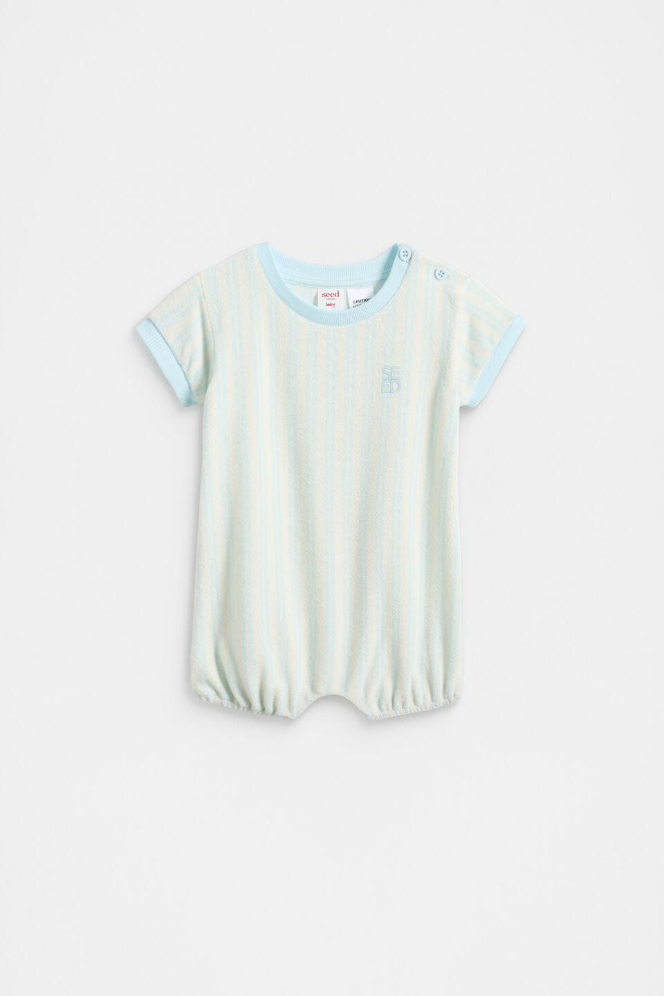 Stripe Terry Romper  Glacier Blue