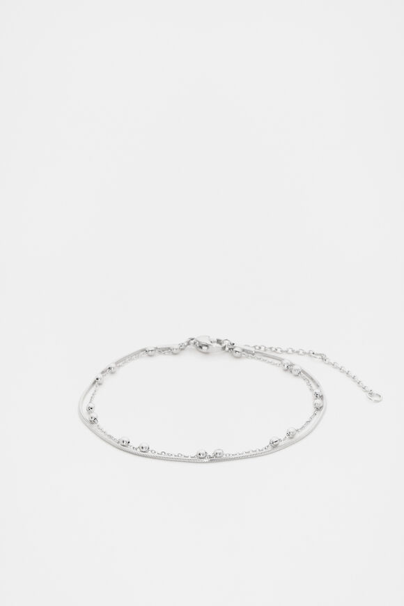 Waterproof Double Chain Bracelet  Silver  hi-res