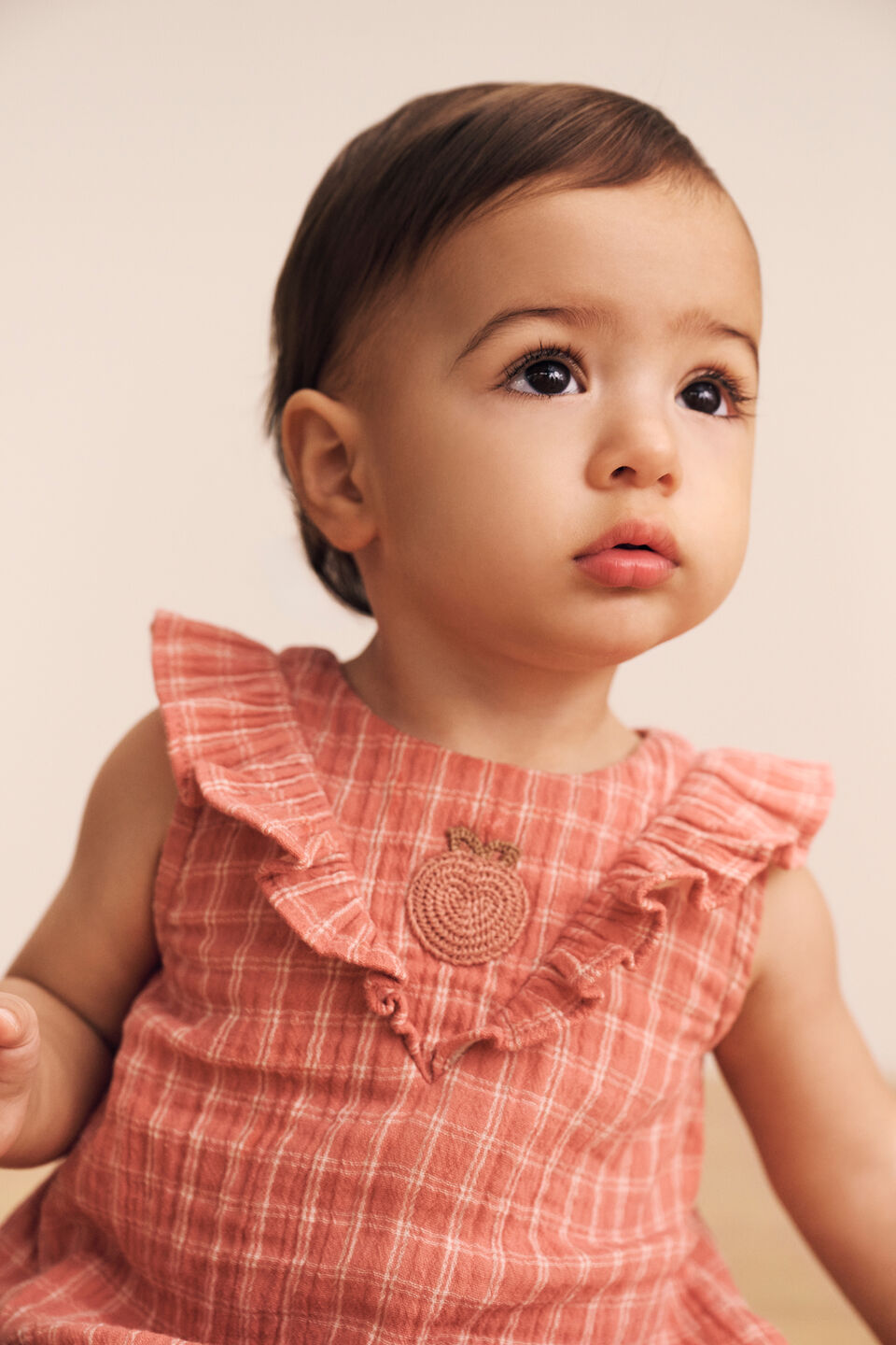 Apple Frill Romper  Desert Rose