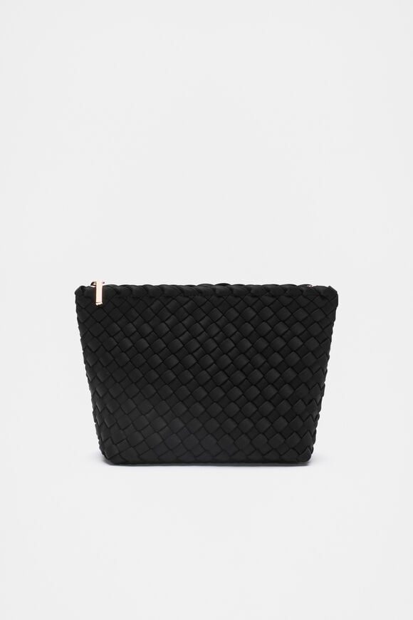 Woven Textured Pouch  Black  hi-res