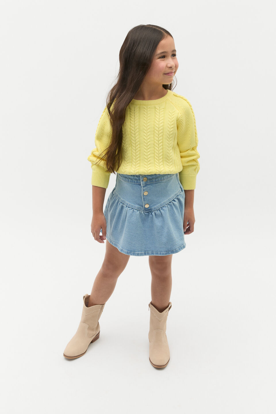 Gathered Denim Skirt  Light Wash