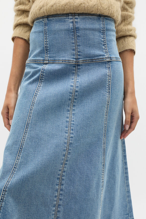 Denim Fit Flare Skirt  Ice Blue Wash  hi-res