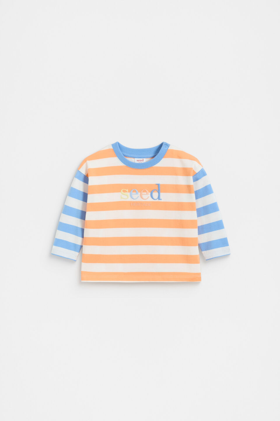 Long Sleeve Stripe Logo Tee  Apricot