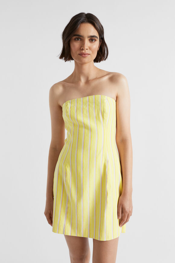 Multi Stripe Mini Dress  Lemon Drop Stripe  hi-res