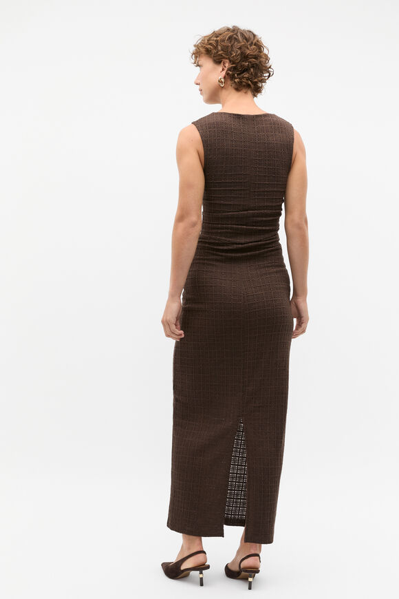 Textured Gathered Maxi Dress  Dark Espresso  hi-res