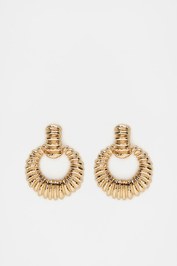 Textured Drop Earring  Gold  hi-res