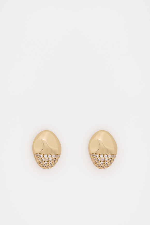 Pave Organic Studs  Gold  hi-res