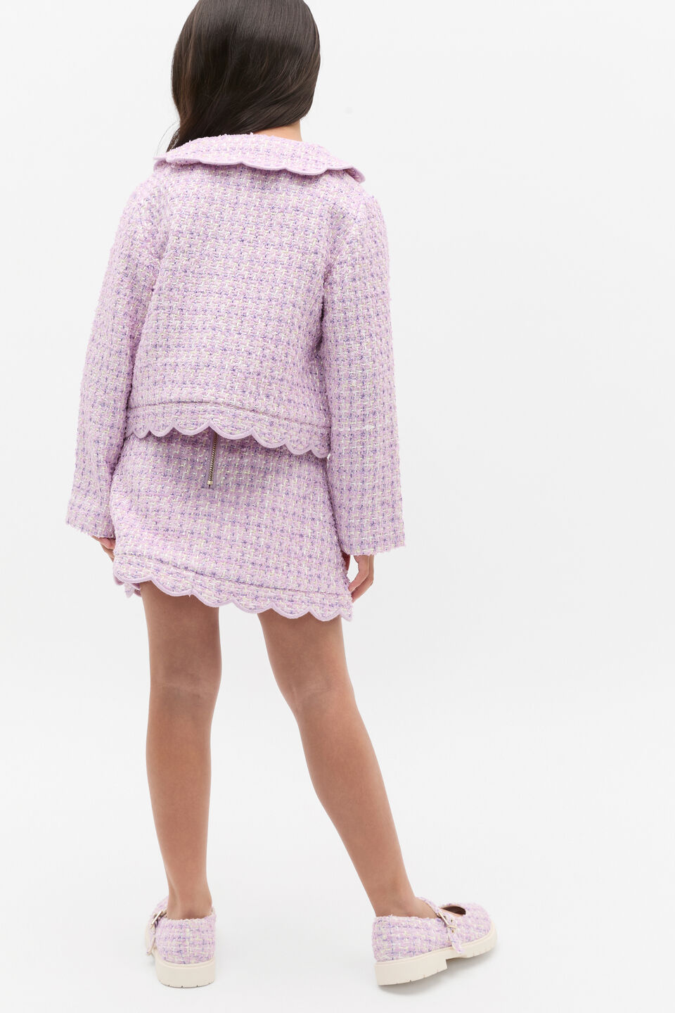 Scallop Tweed Jacket  Soft Lilac