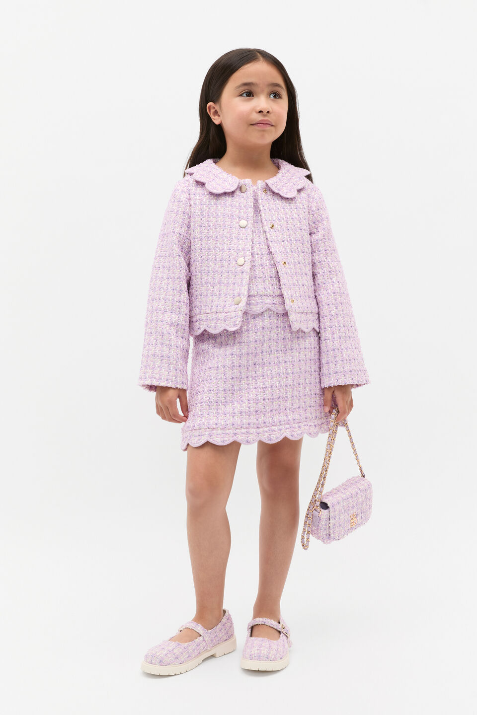 Scallop Tweed Jacket  Soft Lilac