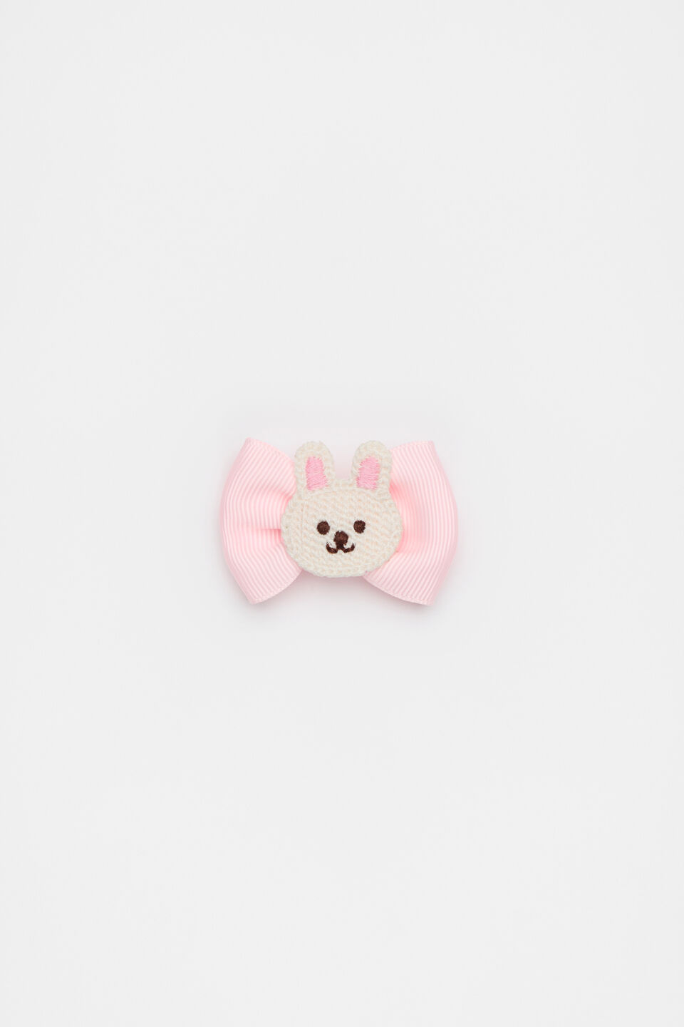 Crochet Bunny Bow Duck Clip  Baby Pink