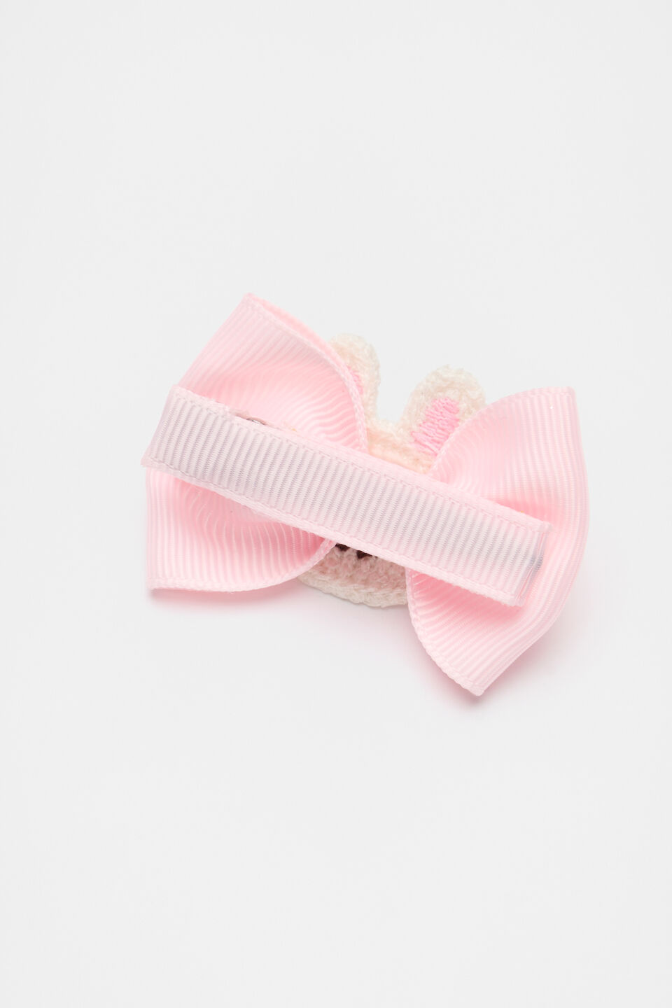 Crochet Bunny Bow Duck Clip  Baby Pink