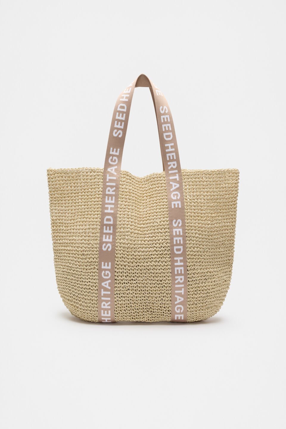 Logo Woven Basket Bag  Ecru