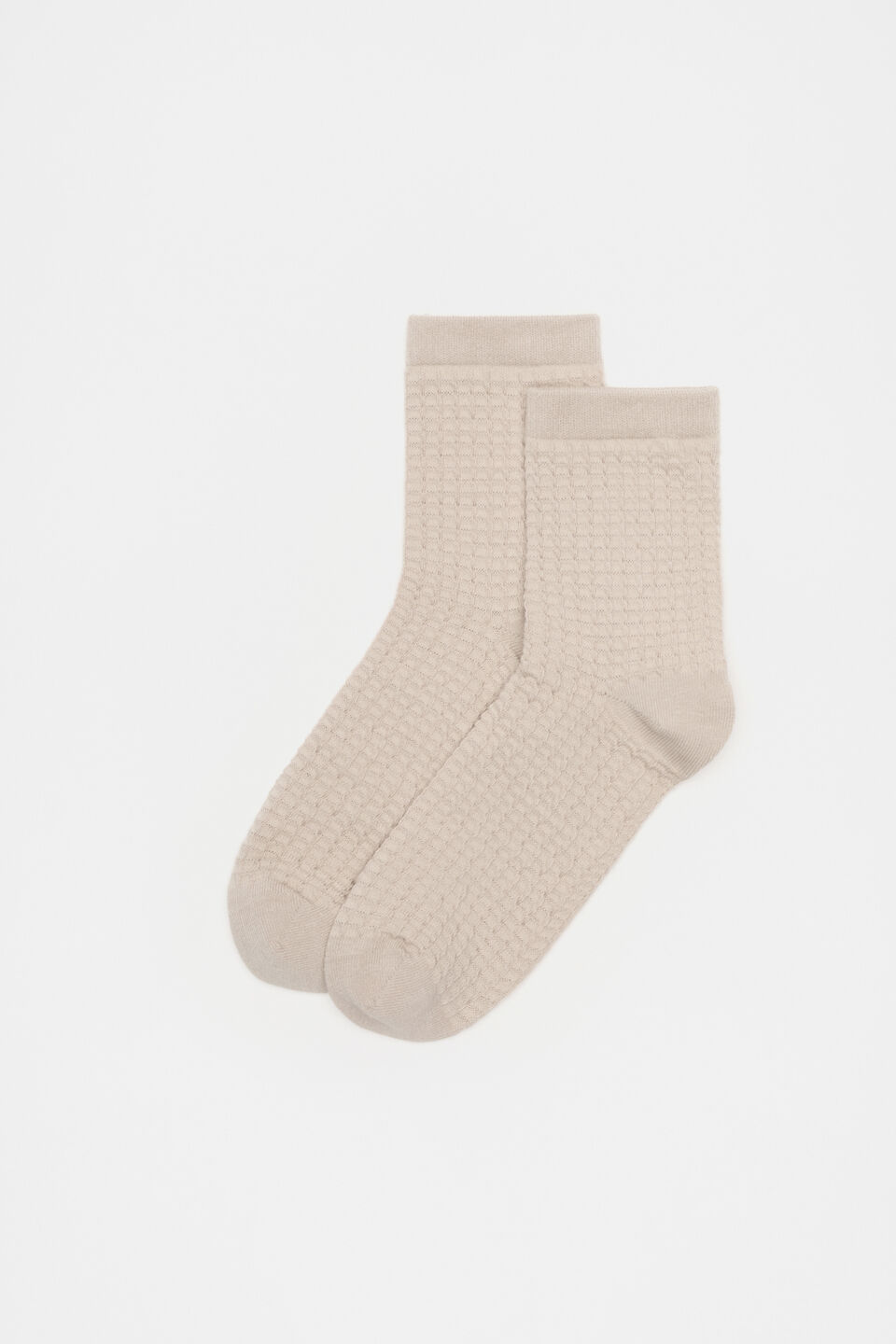 Waffle Quarter Crew Sock  Light Cookie