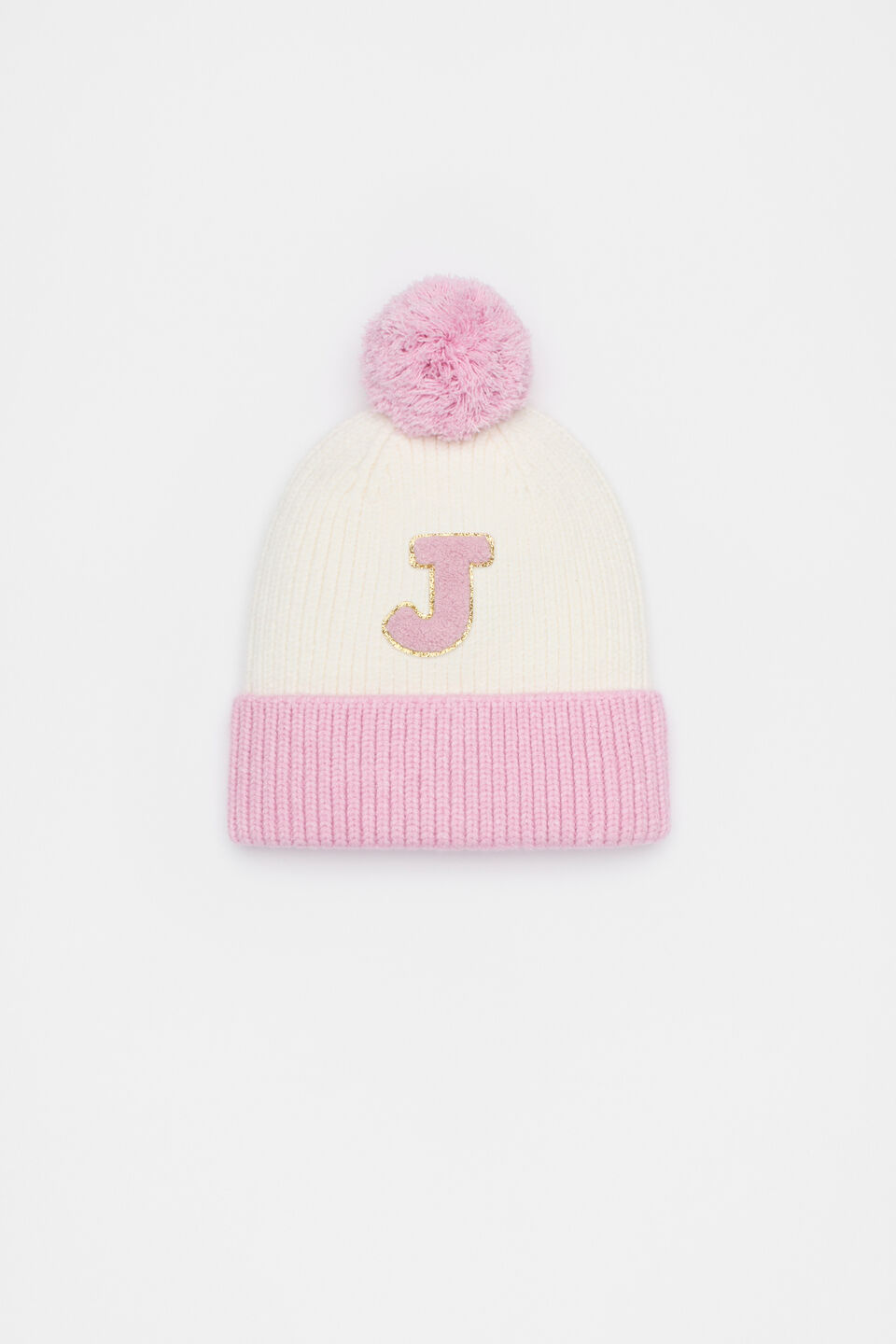 Colourblock Initial Beanie  J