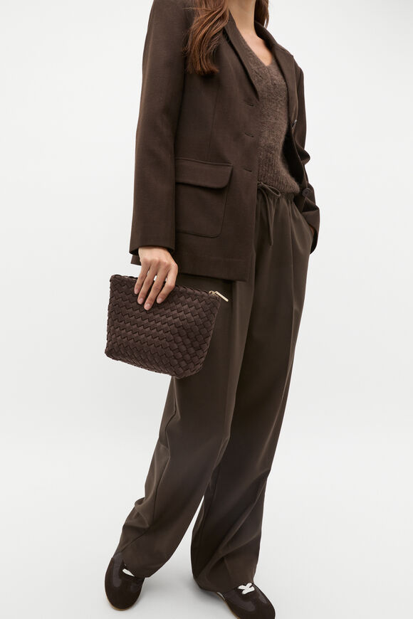 Woven Textured Pouch  Dark Espresso  hi-res