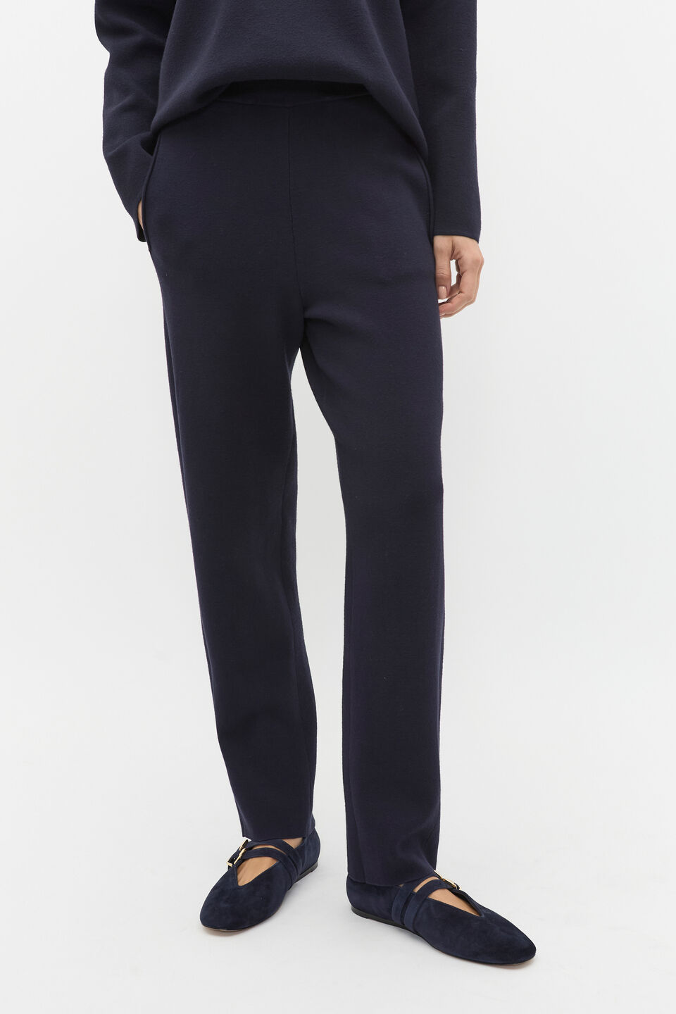Double Knit Barrel Leg Pant  Twilight Blue