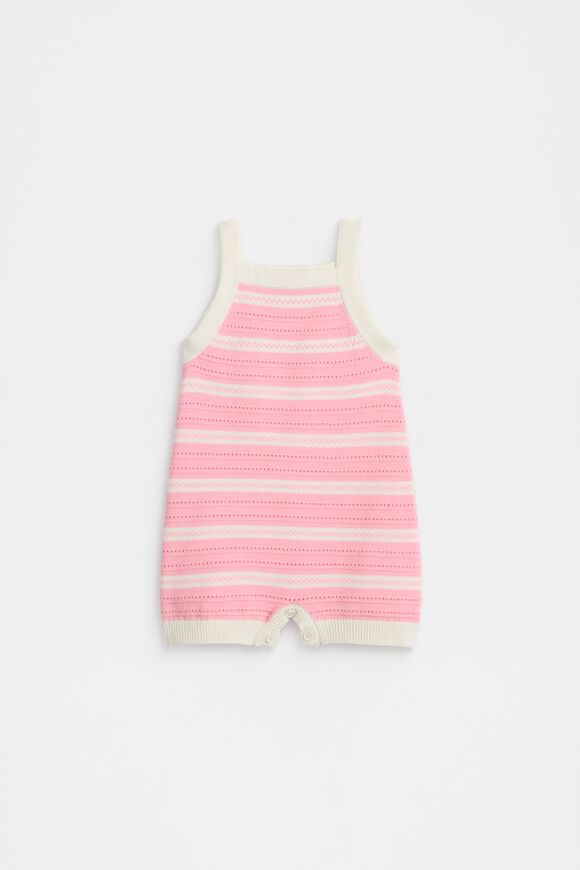 Stripe Knit Romper  Bubblegum  hi-res