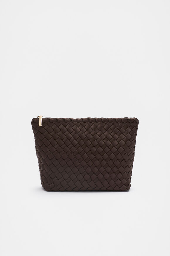 Woven Textured Pouch  Dark Espresso  hi-res