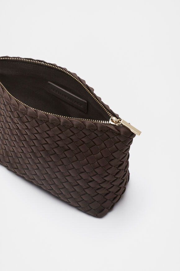 Woven Textured Pouch  Dark Espresso  hi-res