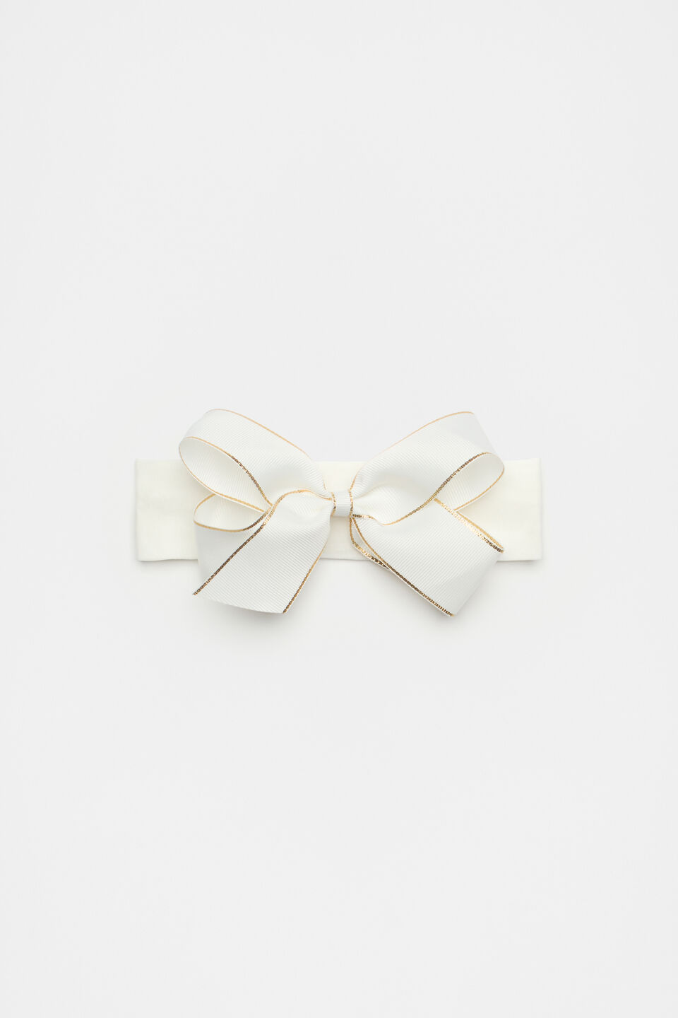 Gold Trim Bow Head Band  White